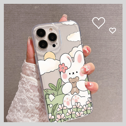 White Bunny Scenery Clear Silicon Cover