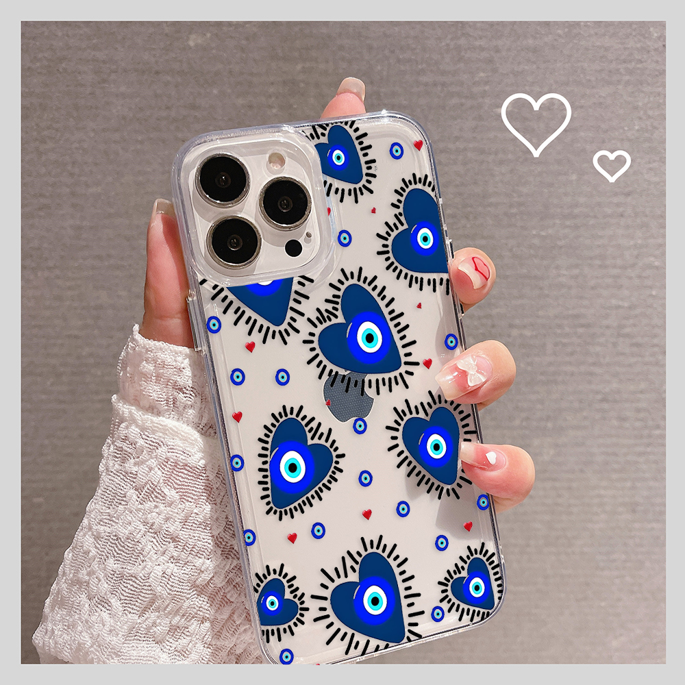 Blue Evil With Hearts Clear Silicon Cover