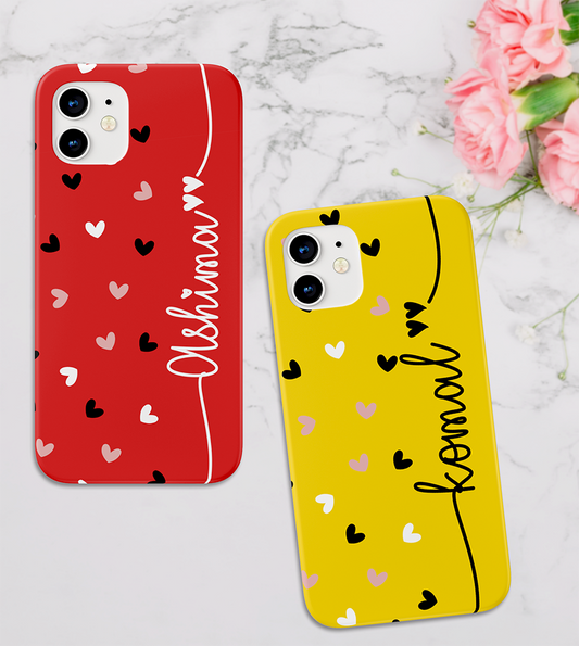 Multiple Cute Hearts with Solid Color Slim Case Cover With Same Design Holder