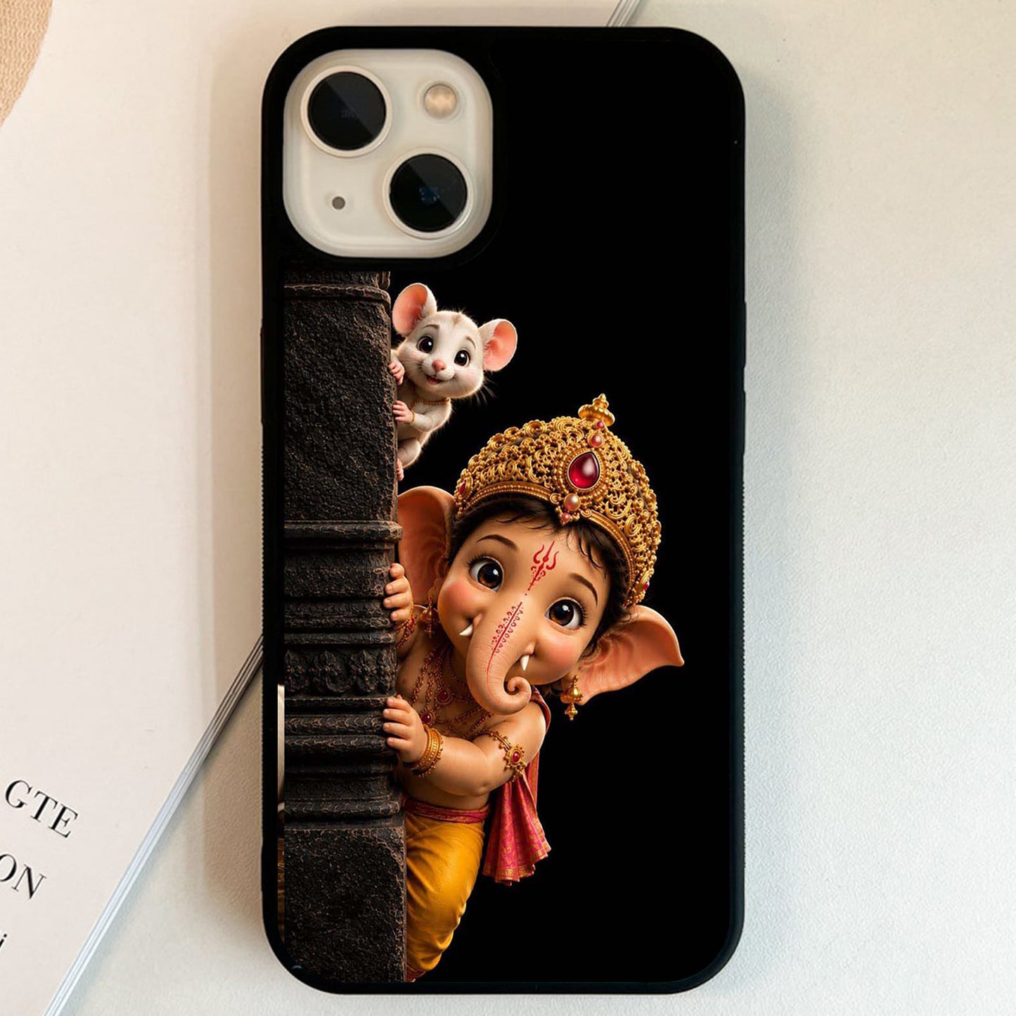 Playful Ganesha Mouse Glass Case