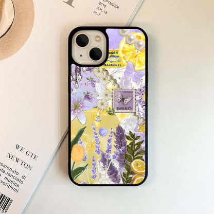 Citrus Collage with Lilac Glass Case