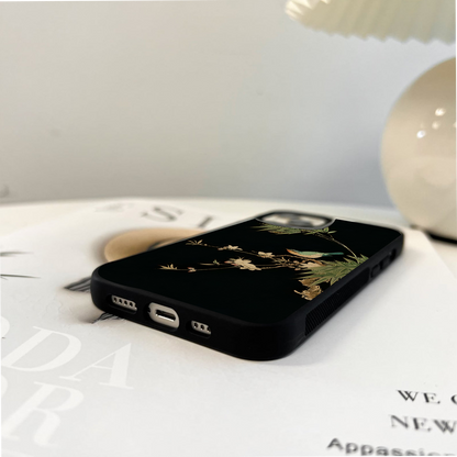 Midnight Bamboo Bird Glass Case