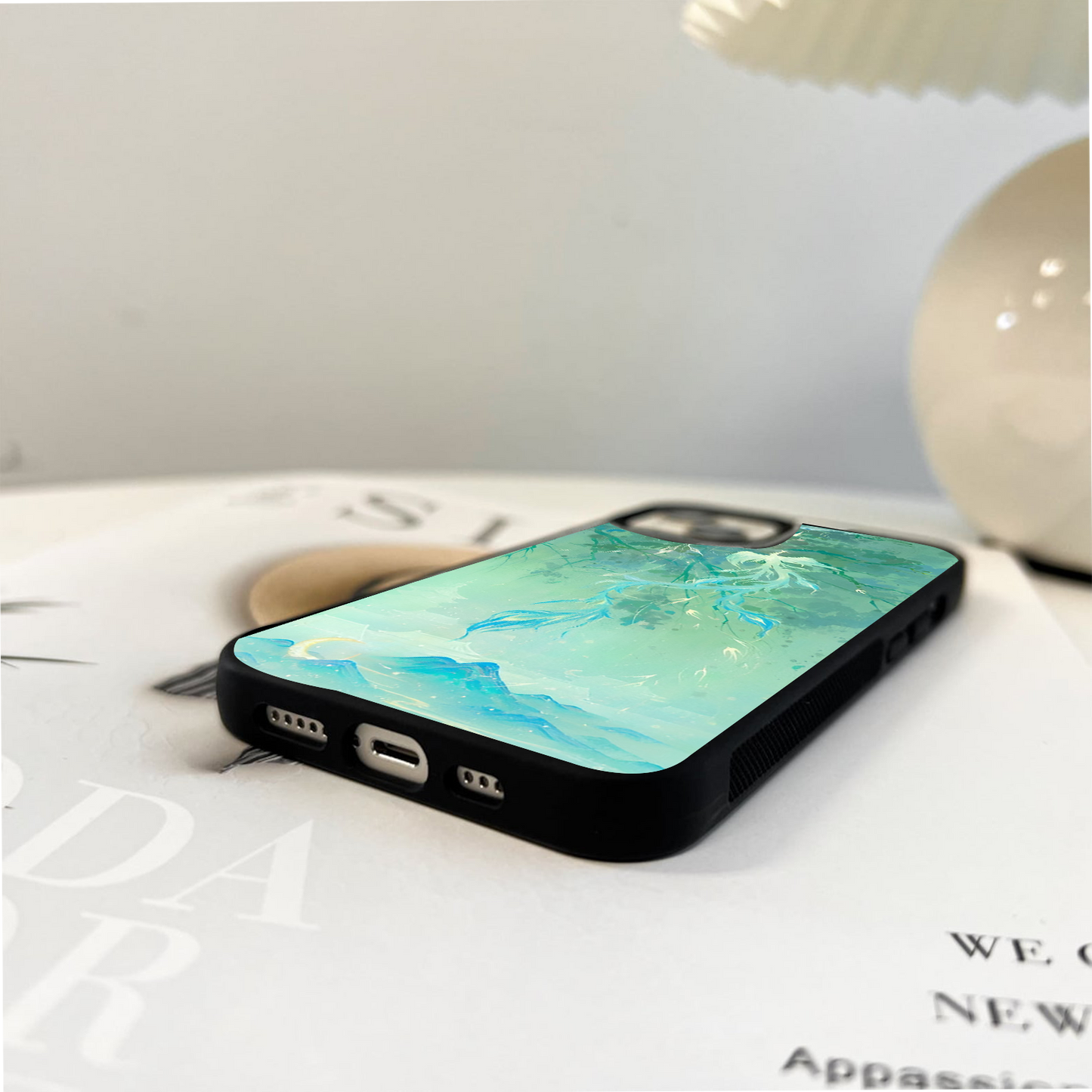 Green Petal Whirl Glass Case