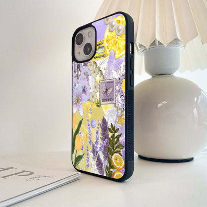 Citrus Collage with Lilac Glass Case