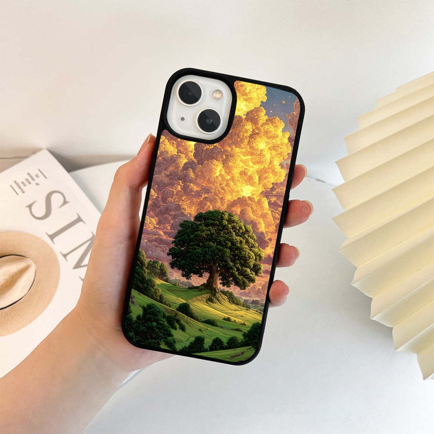 Golden Cloud Scenery Glass Case