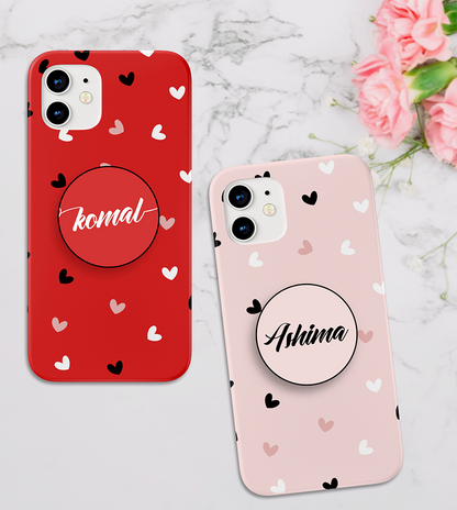 Multiple Cute Hearts with Solid Color Slim Case Cover With Same Design Holder