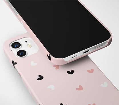 Multiple Cute Hearts with Solid Color Slim Case Cover With Same Design Holder