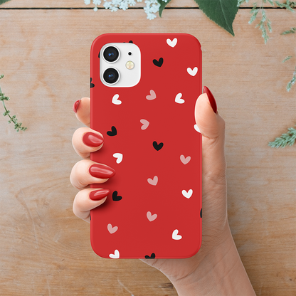 Multiple Cute Hearts with Solid Color Slim Case Cover With Same Design Holder