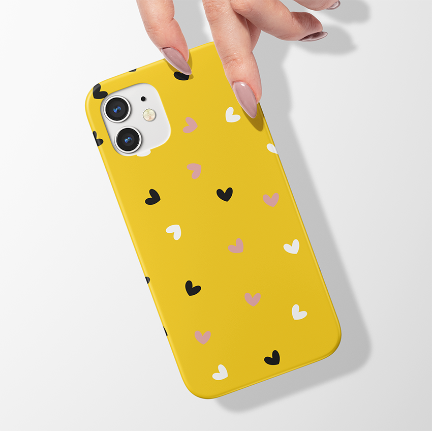 Multiple Cute Hearts with Solid Color Slim Case Cover With Same Design Holder