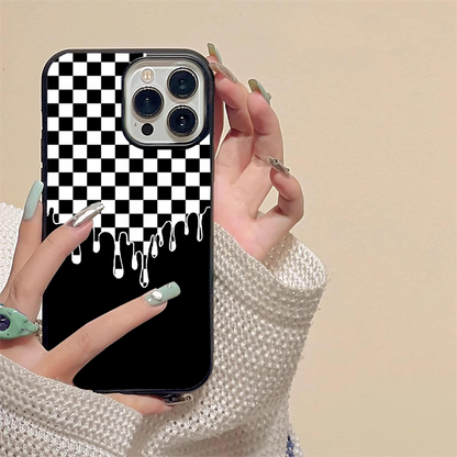 Black And White Checkered Pattern Glass Case