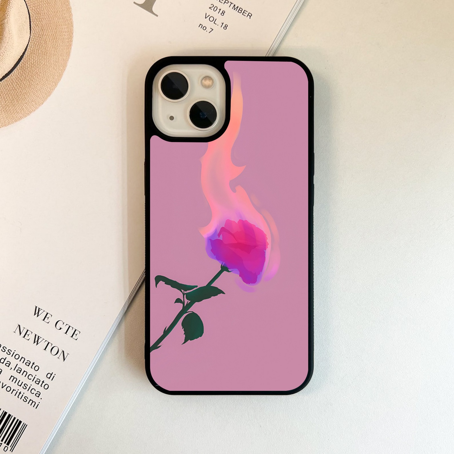 Burning Rose Love Glass Case