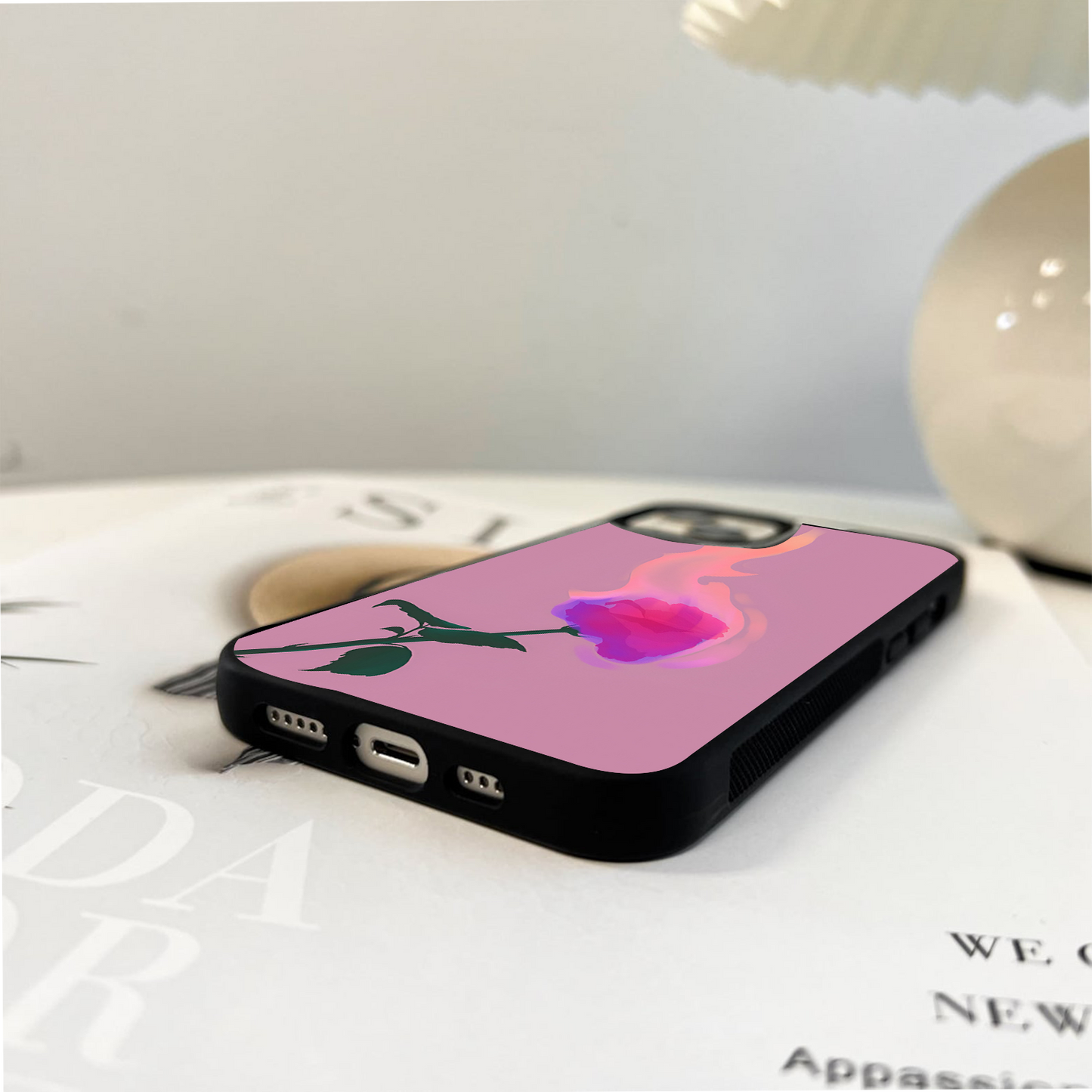 Burning Rose Love Glass Case