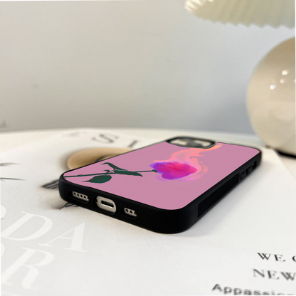 Burning Rose Love Glass Case