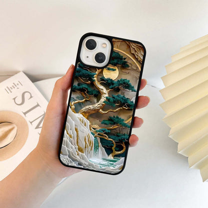 Golden Tree Landscape Glass Case