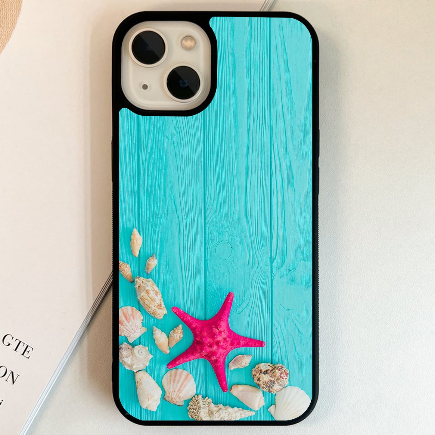 Turquoise Seashell Shore Glass Case