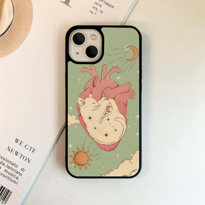 Celestial Heart Cat Glass Case