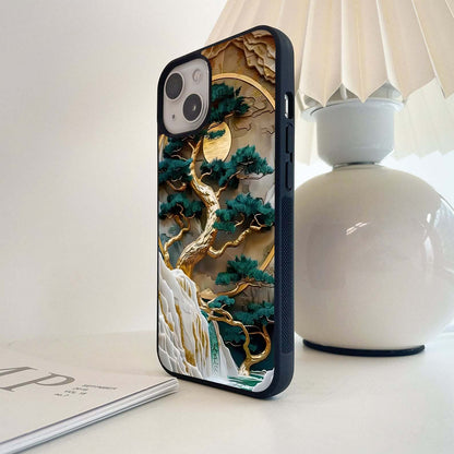 Golden Tree Landscape Glass Case