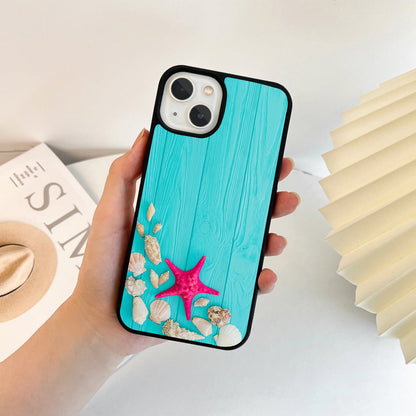 Turquoise Seashell Shore Glass Case