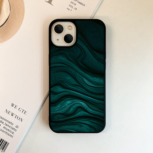 Emerald Midnight Waves Glass Case