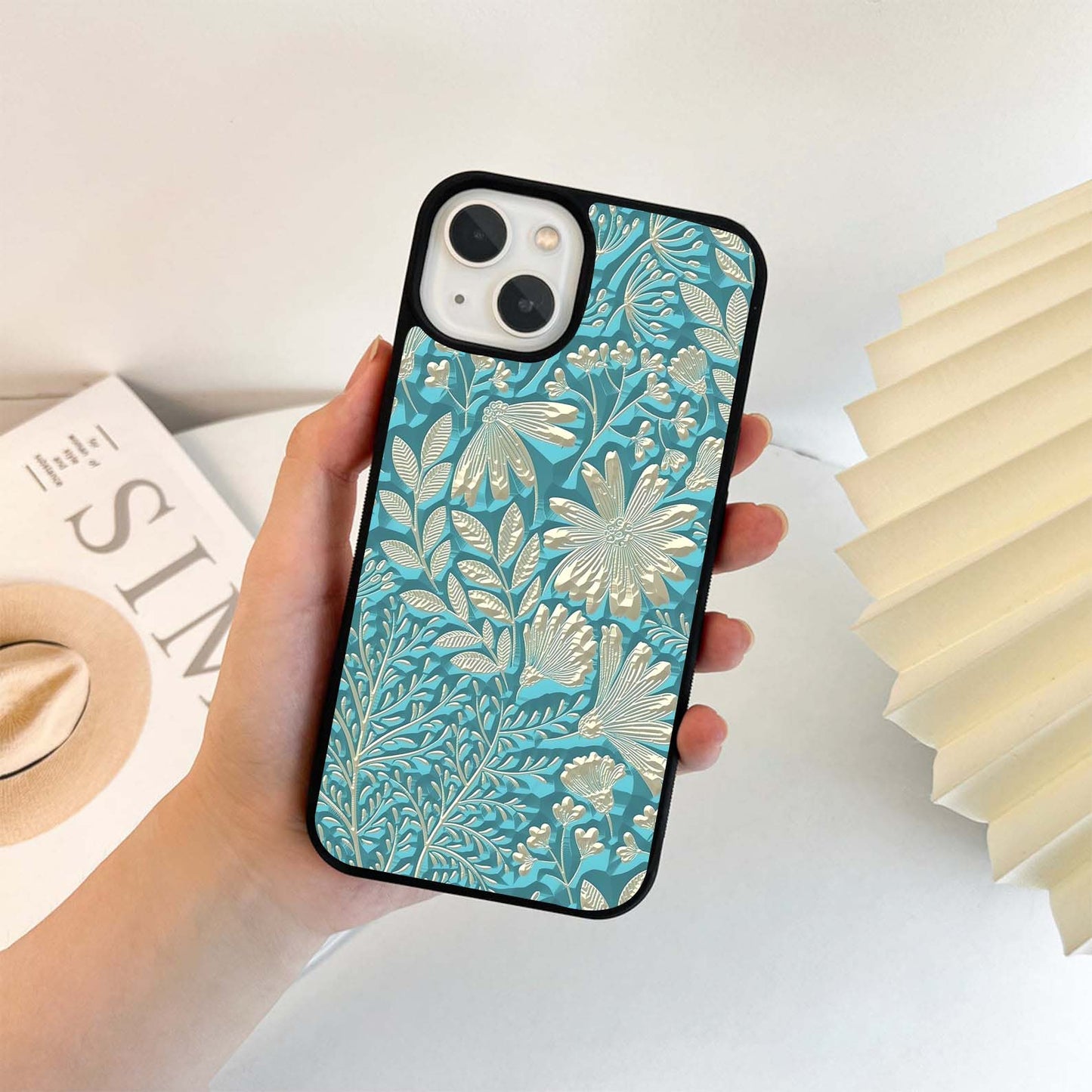 Beige Bloom Glass Case