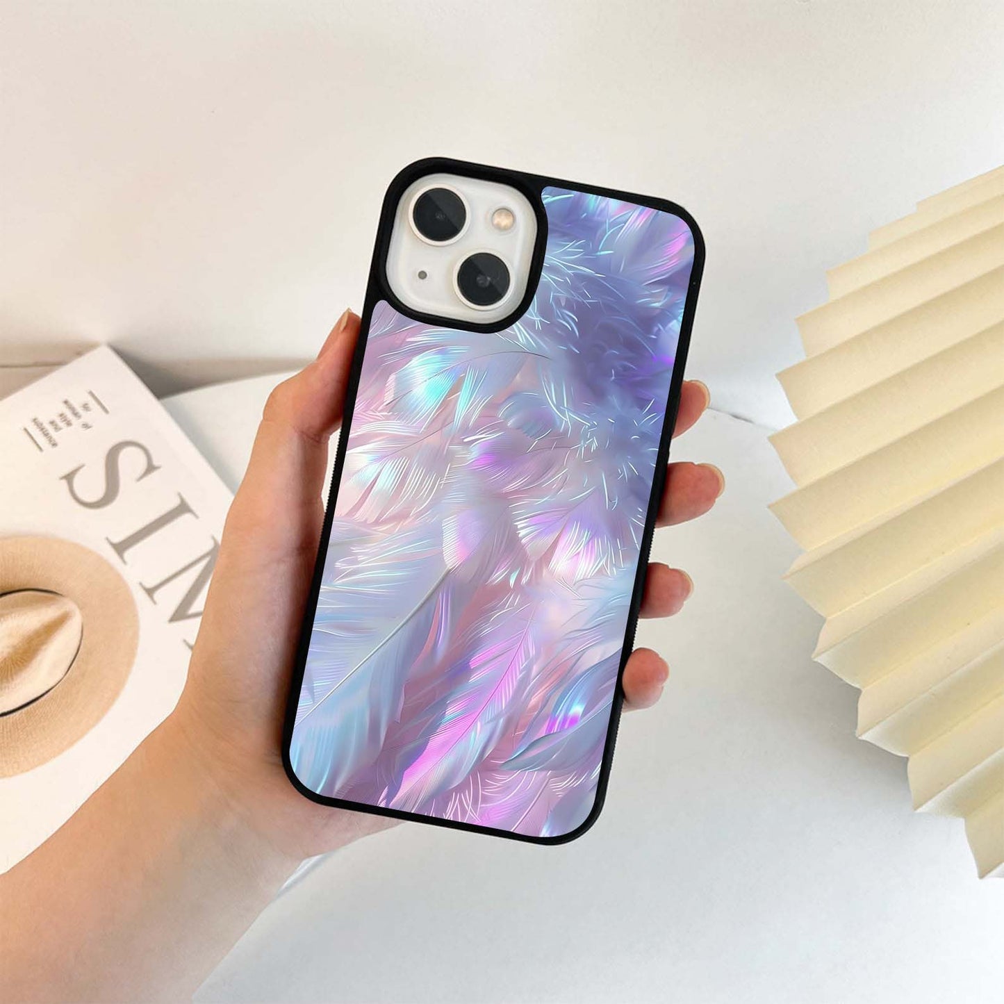 Ethernal Colored Feather Glass Case