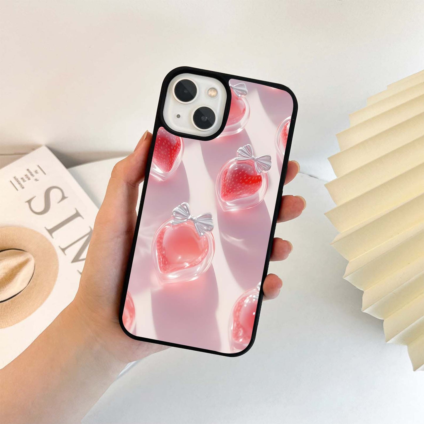 Red Strawberry Glass Case