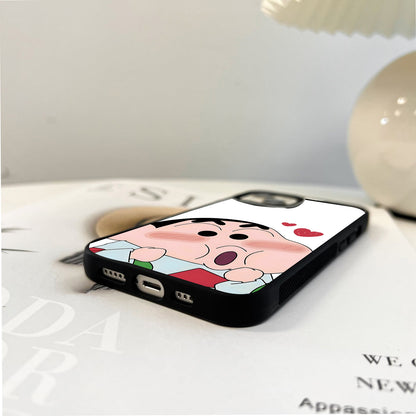 Blushing Cute Shinchan Glass Case