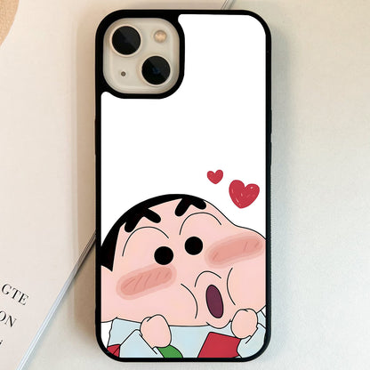 Blushing Cute Shinchan Glass Case