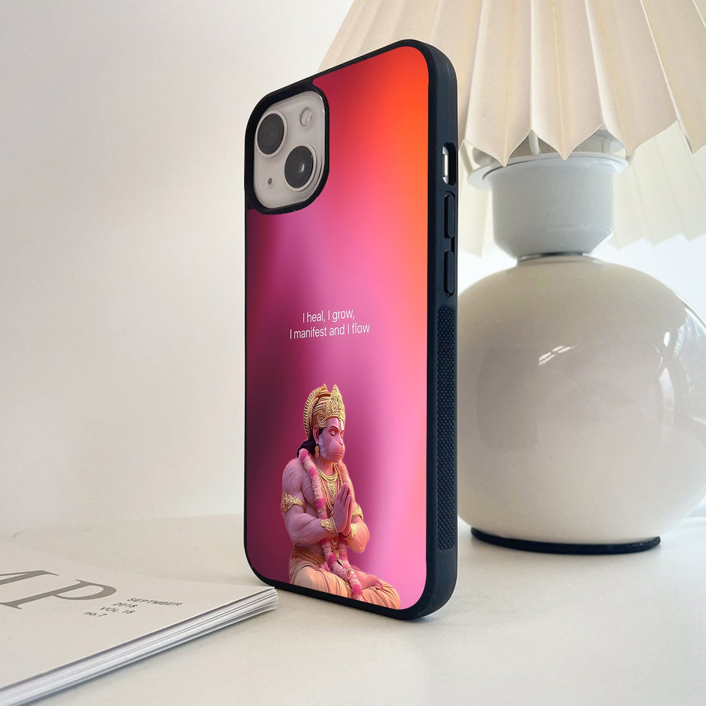 Crimson Hanuman Divine Glass Case