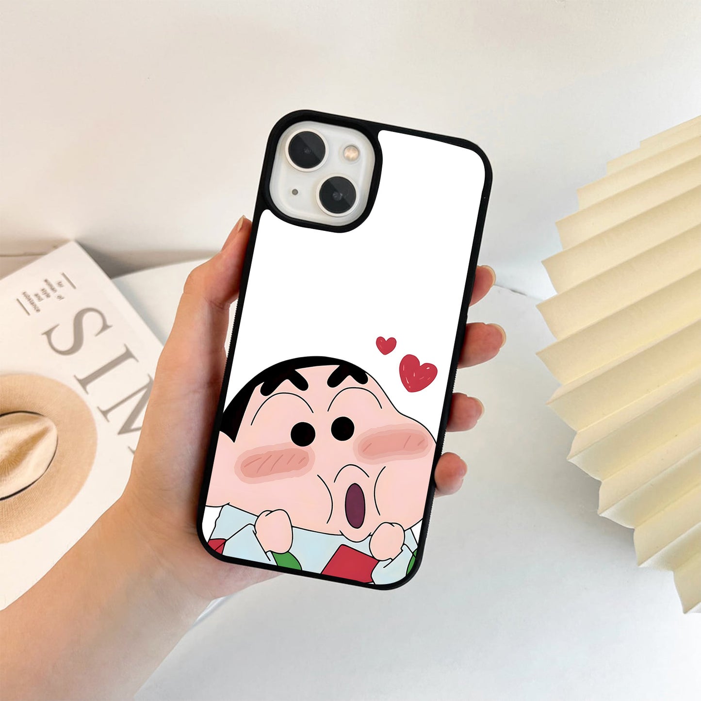 Blushing Cute Shinchan Glass Case