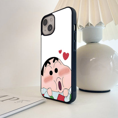 Blushing Cute Shinchan Glass Case
