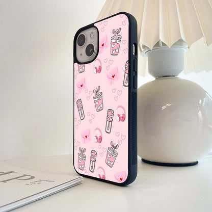 Blush Love Doodles Glass Case