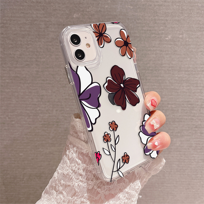 Brown and Violet Flower Clear Silicon Case Cover