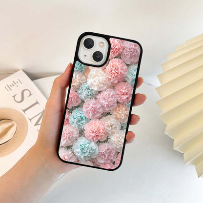 Colorfull Cyan Flowers Glass Case