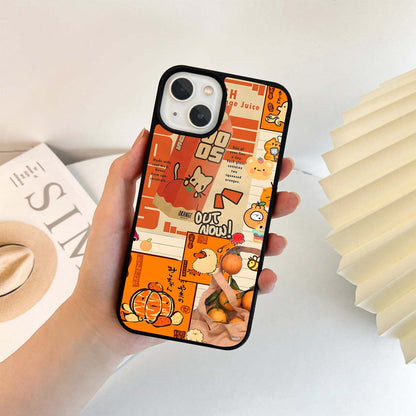 Orange aesthetic preppy Glass Case