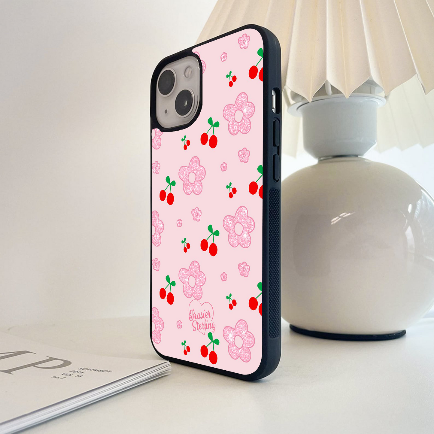 Minimalistic Flower With Cherry Glass Case