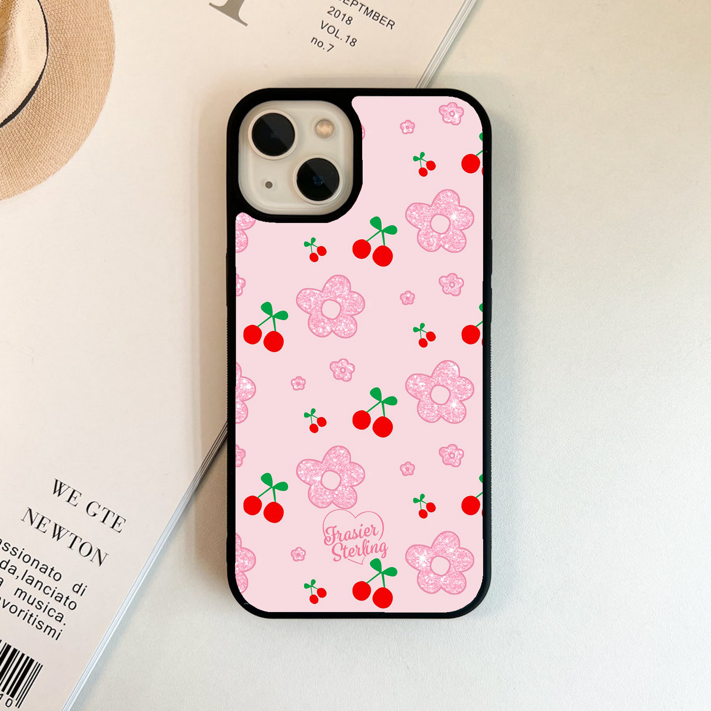 Minimalistic Flower With Cherry Glass Case