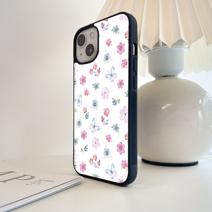 Aesthetic Flower With Butterfly Glass Case