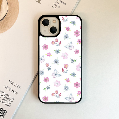 Aesthetic Flower With Butterfly Glass Case