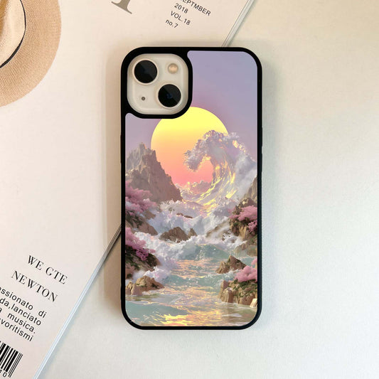 Golden Wave Sunrise Glass Case