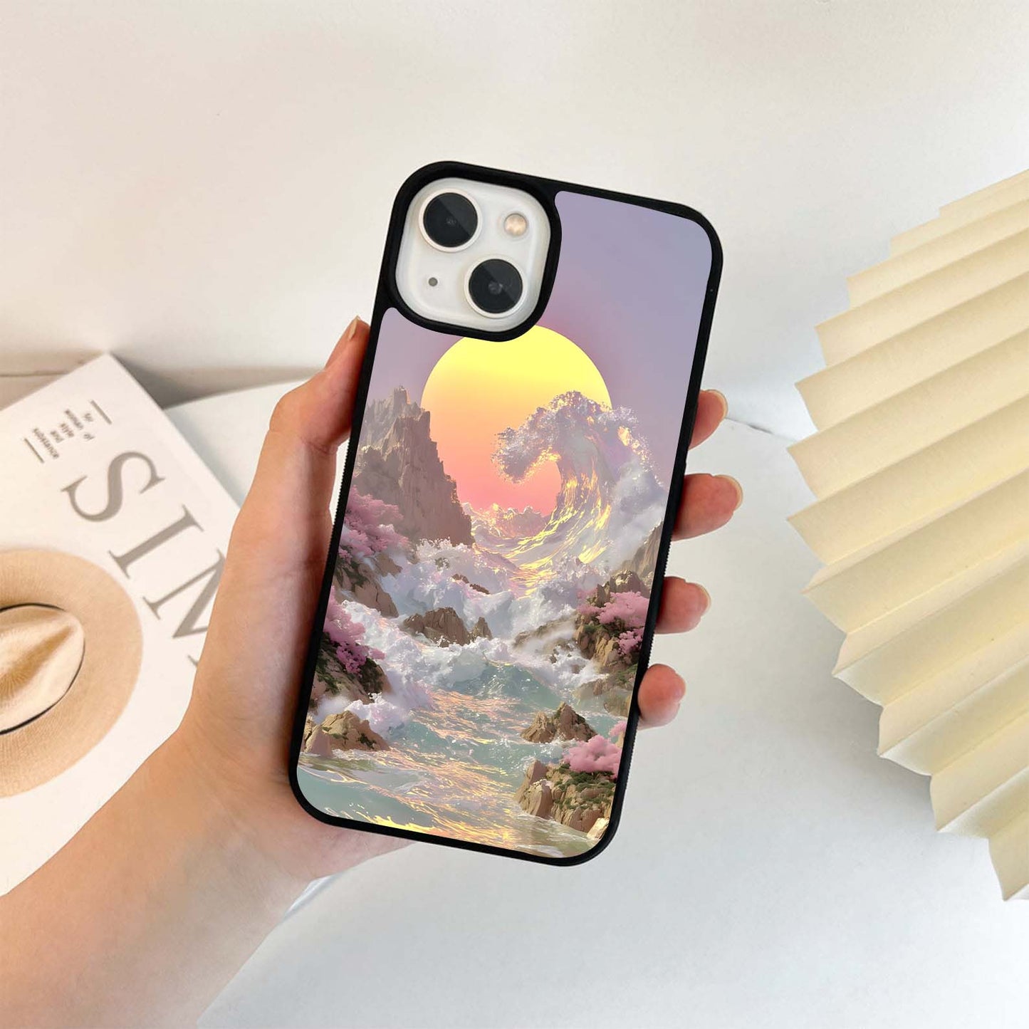 Golden Wave Sunrise Glass Case