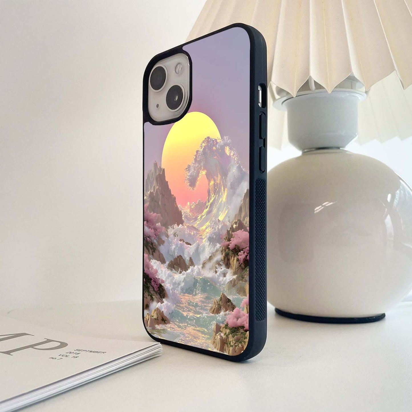 Golden Wave Sunrise Glass Case