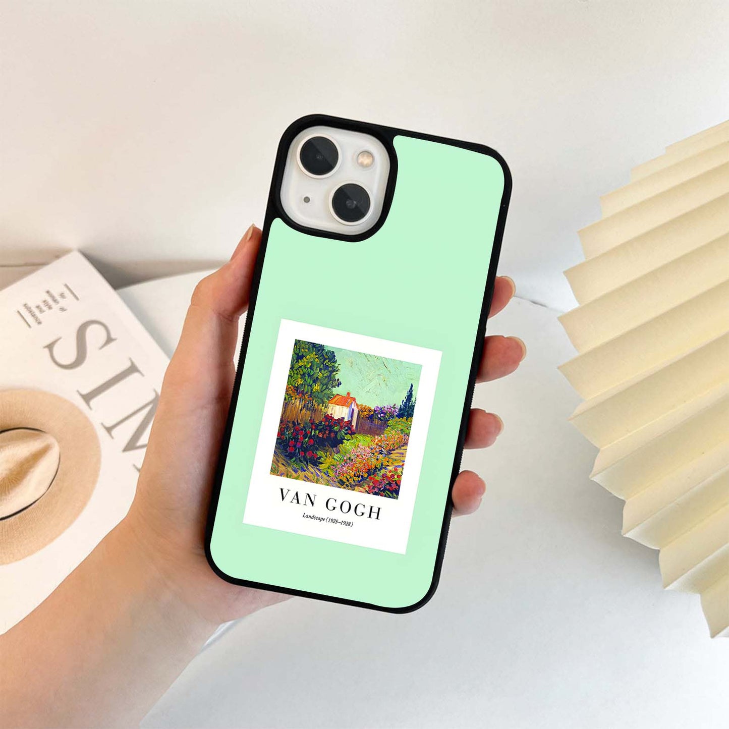 Green Vangogh Scenery Glass Case