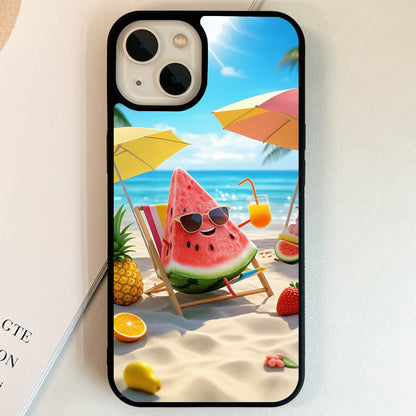 Watermelon Beach Vacation Glass Case