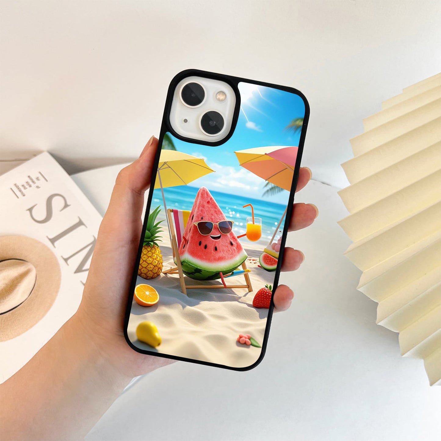 Watermelon Beach Vacation Glass Case