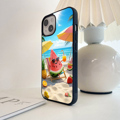 Watermelon Beach Vacation Glass Case