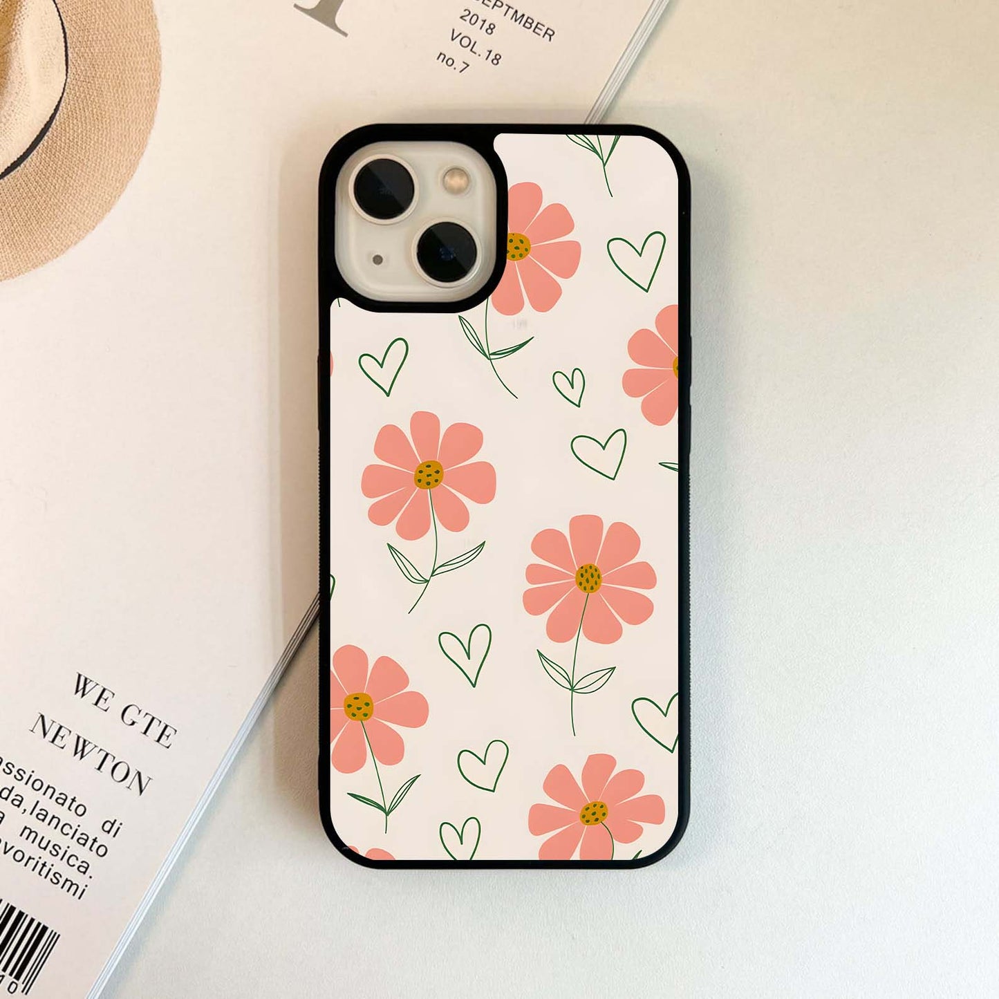 Hearts and Daisies Glass Case