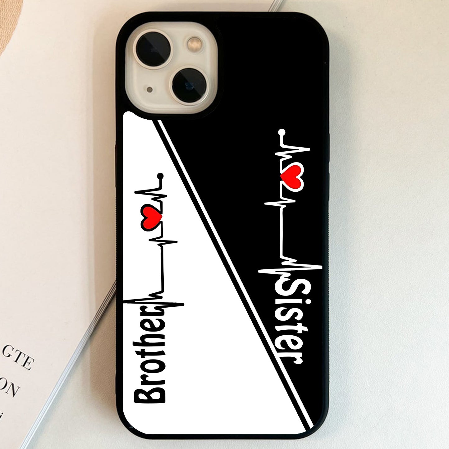 Heartbeat Siblings Bond Glass Case