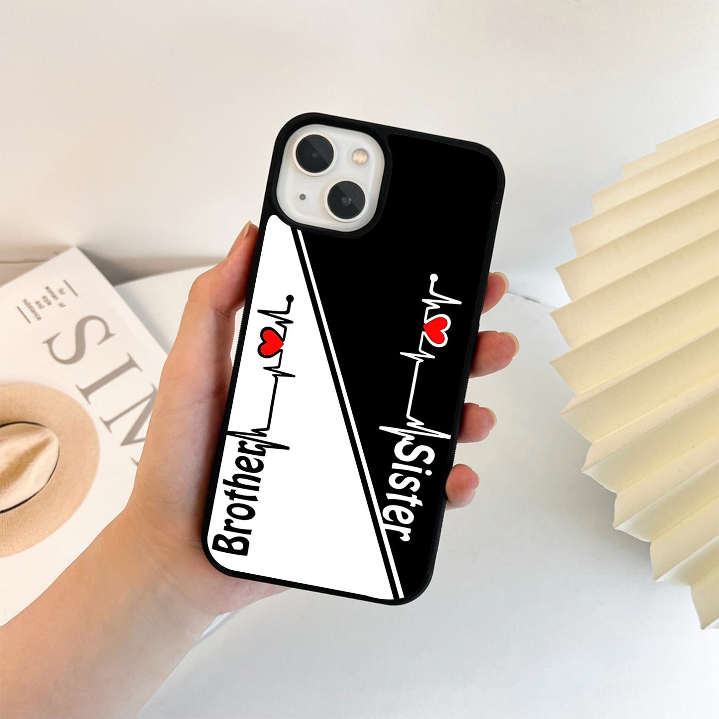 Heartbeat Siblings Bond Glass Case