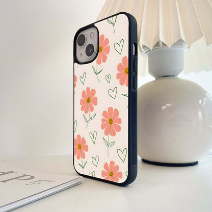 Hearts and Daisies Glass Case